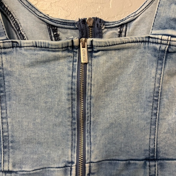 Guess y2k acid wash denim bustier front slit bodycon sleeveless dress small - Picture 13 of 16
